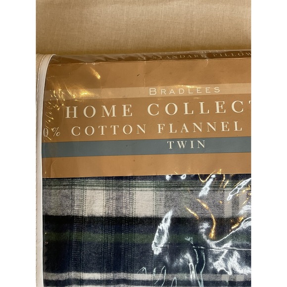 Bradlees Home Collection 100% Cotton Flannel Plaid Twin Sheet Set New Vintage - Picture 10 of 10